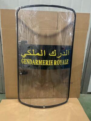 Anti Riot Shield Curved Rectangular Polycarbonate Protective Border Foam Reinforced Forearm Impact Absorption Baton Clamp Included