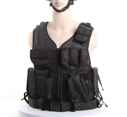 Black Police Swat Vest With Pouches & Belt , Molle Military Tactical Vest