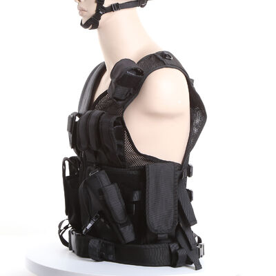 Black Police Swat Vest With Pouches & Belt , Molle Military Tactical Vest