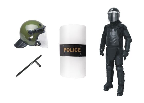 Olive Green Anti Riot Helmet Police Riot Shield Baton Equipment For Protection
