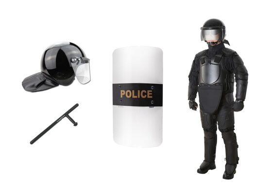 Police Riot Gear Body Armor Helmet Shield Stick , Military Riot Control Equipment