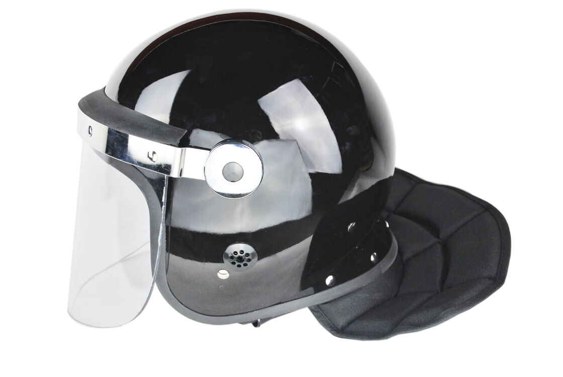 Police Flat Visor Anti Riot Helmet / Combat Helmet With Face Shield Chin Protector