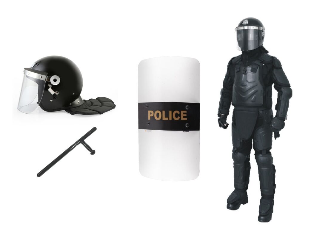 Anti Riot Police Safety Equipment With Helmet / Shield / Full Body Armor Suit / Baton