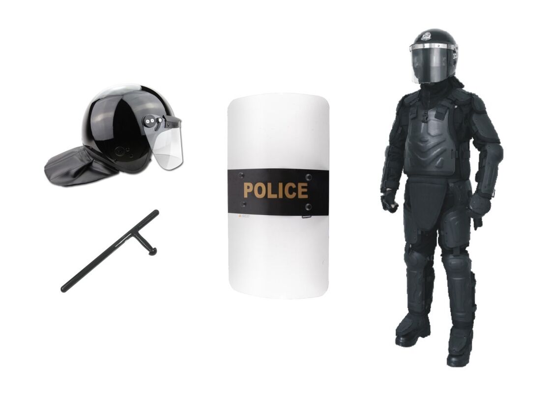 Black Anti Riot Helmet With Face Shield Short Visor For Russian Police and Army